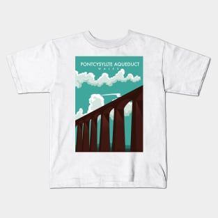 Pontcysyllte Aqueduct Wales Travel poster Kids T-Shirt